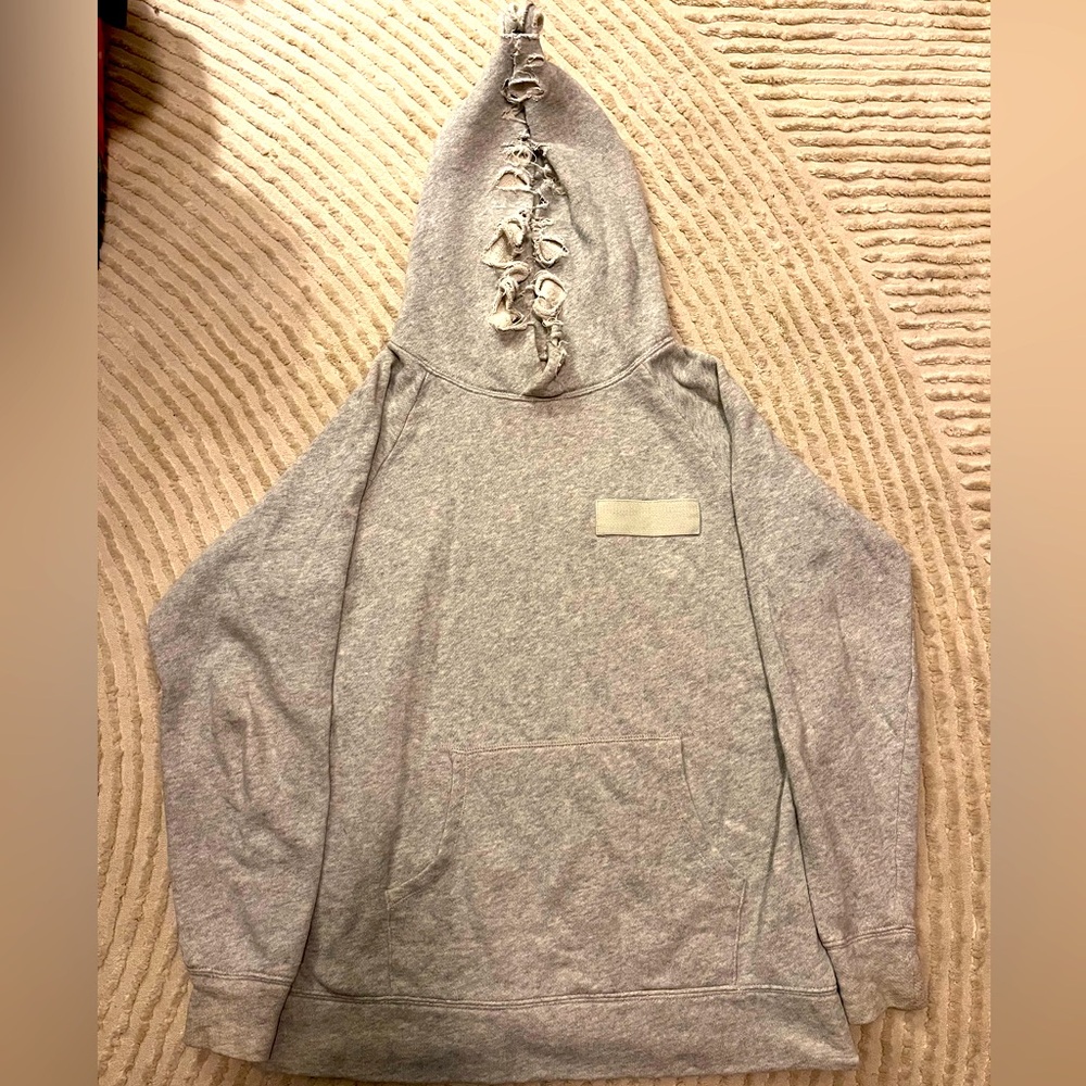 R13 Gray Hooded Sweatshirt with Unique Drawstring